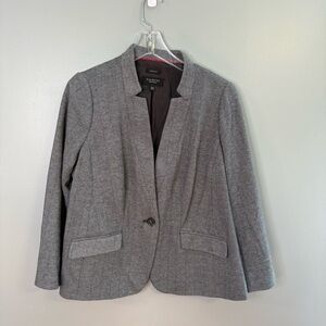 Talbots Aberdeen Blazer Petite Gray Herringbone Career Jacket 14WP